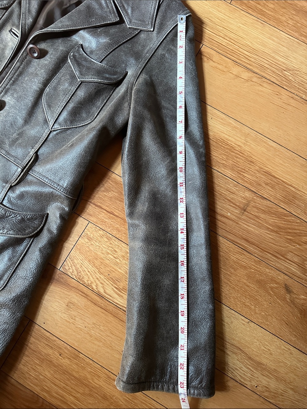 Y2K Guess Brown Long Leather Trench Coat SMALL - Picture 9 of 12